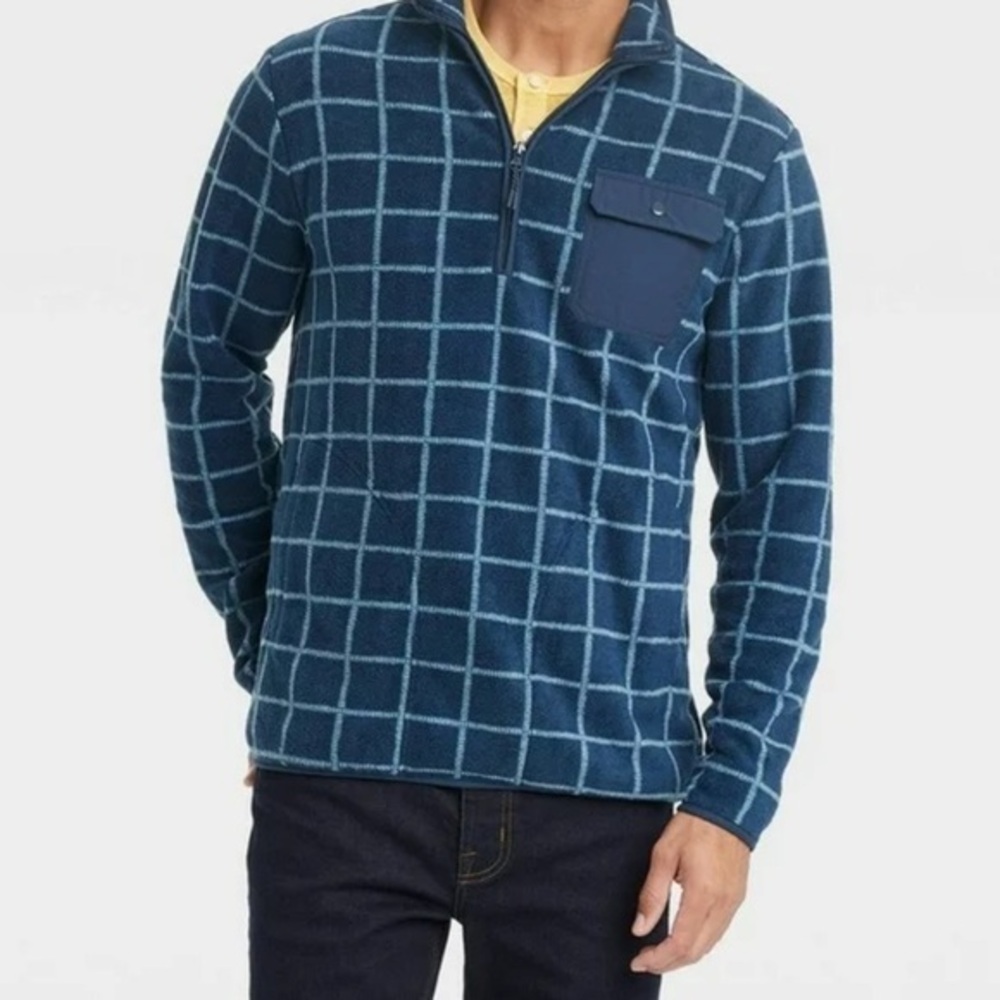 New Goodfellow & Co. Men’s Plaid Fleece Pullover Size Small NWT